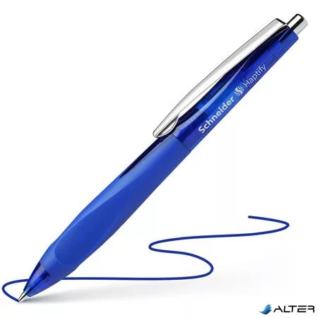 Golyóstoll, 0,5 mm, nyomógombos, sötétkék színű tolltest, SCHNEIDER 'Haptify', kék