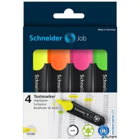   Szövegkiemelő készlet, 1-5 mm, SCHNEIDER "Job 150", 4 különböző szín