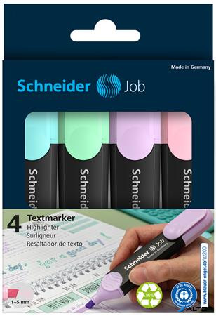 Szövegkiemelő készlet, 1-5 mm, SCHNEIDER 'Job Pastel', 4 különböző pasztell szín