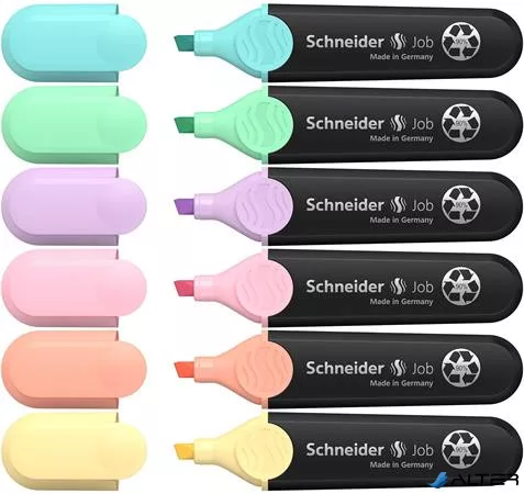 Szövegkiemelő készlet, 1-5 mm, SCHNEIDER "Job Pastel", 6 különböző pasztell szín