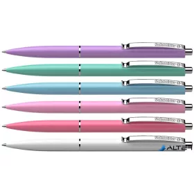   Golyóstoll, 0,5 mm, nyomógombos, vegyes pasztell tolltest, SCHNEIDER "K15", kék