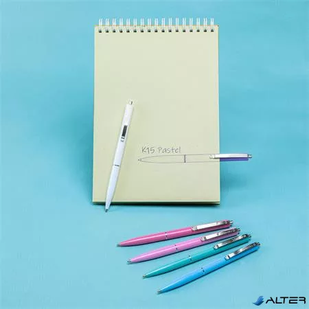 Golyóstoll, 0,5 mm, nyomógombos, vegyes pasztell tolltest, SCHNEIDER "K15", kék