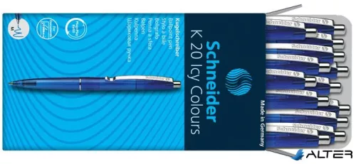 Golyóstoll, 0,5 mm, nyomógombos, SCHNEIDER "K20 Icy", kék