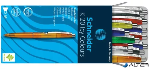 Golyóstoll, 0,5 mm, nyomógombos, vegyes színű test, SCHNEIDER "K20 Icy", kék