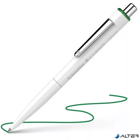 Golyóstoll, 0,5 mm, nyomógombos, SCHNEIDER 'K3 Biosafe', zöld