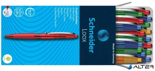 Golyóstoll, 0,5 mm, nyomógombos, SCHNEIDER "Loox", kék