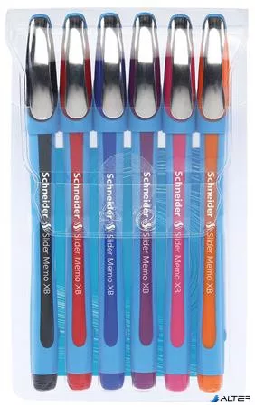 Golyóstoll készlet, 0,7 mm, kupakos, SCHNEIDER 'Slider Memo XB', vegyes színek
