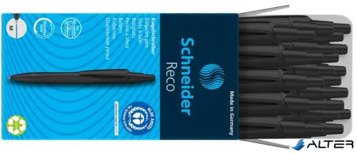 Golyóstoll, 0,5 mm, nyomógombos, fekete színű tolltest, SCHNEIDER "Reco", kék