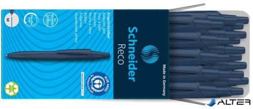 Golyóstoll, 0,5 mm, nyomógombos, sötétkék színű tolltest, SCHNEIDER "Reco", kék
