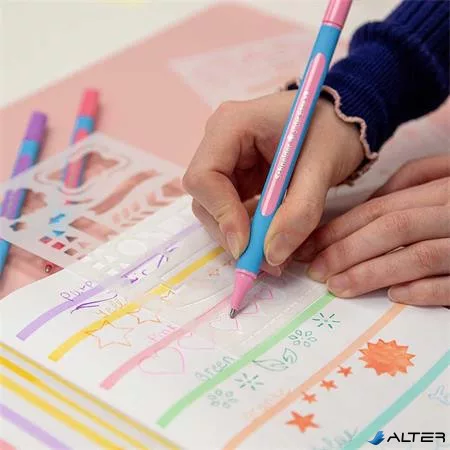 Golyóstoll, 0,7 mm, kupakos, SCHNEIDER "Slider Edge XB Pastel", rózsa