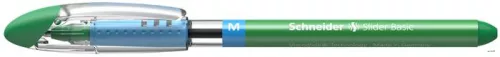 Golyóstoll, 0,5 mm, kupakos, SCHNEIDER 'Slider Basic M', zöld