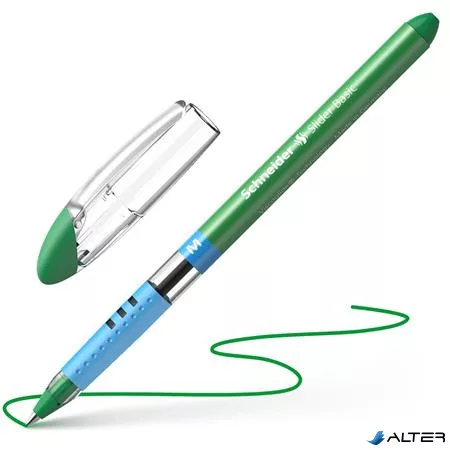Golyóstoll, 0,5 mm, kupakos, SCHNEIDER 'Slider Basic M', zöld