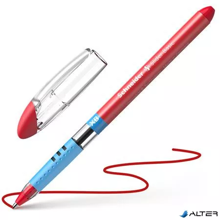 Golyóstoll, 0,7 mm, kupakos, SCHNEIDER "Slider Basic XB", piros