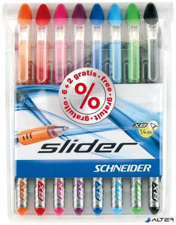 Golyóstoll készlet, 0,7 mm, kupakos, SCHNEIDER 'Slider Basic XB', vegyes színek