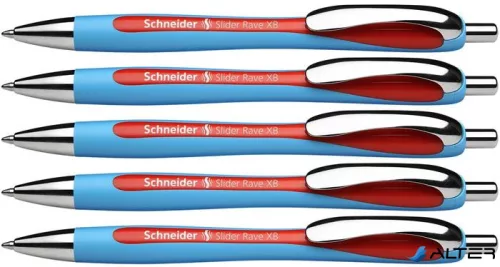 Golyóstoll, 0,7 mm, nyomógombos, SCHNEIDER "Slider Rave XB", piros