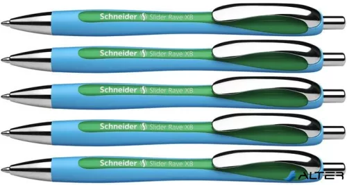Golyóstoll, 0,7 mm, nyomógombos, SCHNEIDER "Slider Rave XB", zöld