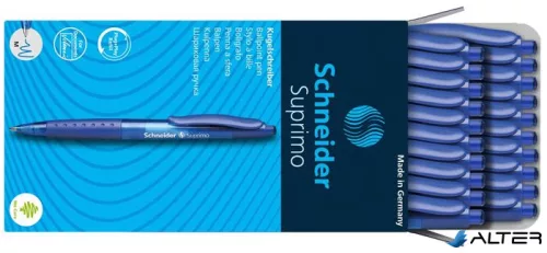 Golyóstoll, 0,5 mm, nyomógombos, SCHNEIDER "Suprimo", kék