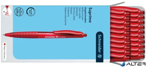 Golyóstoll, 0,5 mm, nyomógombos, SCHNEIDER "Suprimo", piros