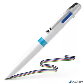   Golyóstoll, 0,5 mm, nyomógombos, négyszínű, SCHNEIDER "Take 4", fehér