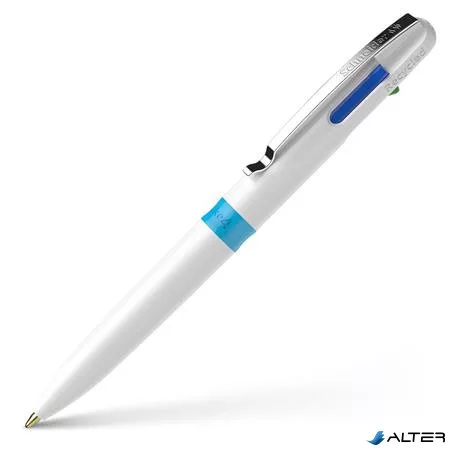 Golyóstoll, 0,5 mm, nyomógombos, négyszínű, SCHNEIDER "Take 4", fehér