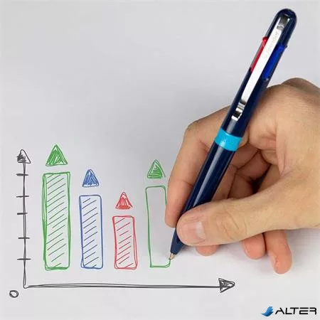Golyóstoll, 0,5 mm, nyomógombos, négyszínű, SCHNEIDER "Take 4", fehér