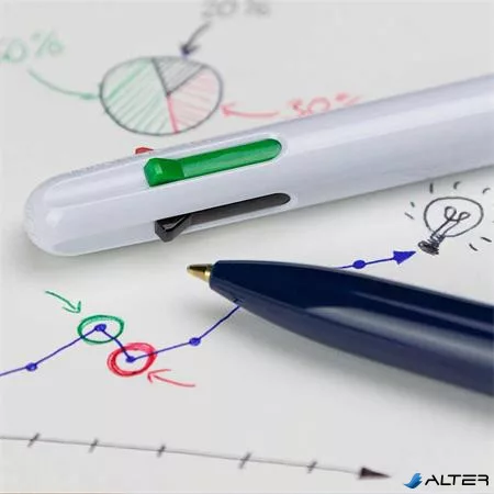 Golyóstoll, 0,5 mm, nyomógombos, négyszínű, SCHNEIDER "Take 4", fehér