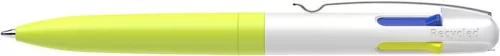 Golyóstoll, 0,5 mm, nyomógombos, négyszínű, SCHNEIDER "Take 4 Neon", sárga-fehér