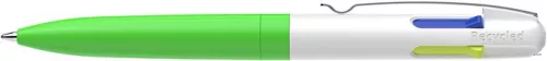 Golyóstoll, 0,5 mm, nyomógombos, négyszínű, SCHNEIDER 'Take 4 Neon', zöld-fehér