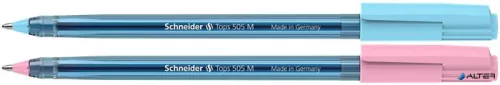 Golyóstoll, 0,5 mm, kupakos, SCHNEIDER "Tops 505 M Bubble Gum" kék, limitált kiadás