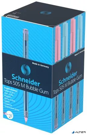 Golyóstoll, 0,5 mm, kupakos, SCHNEIDER "Tops 505 M Bubble Gum" kék, limitált kiadás