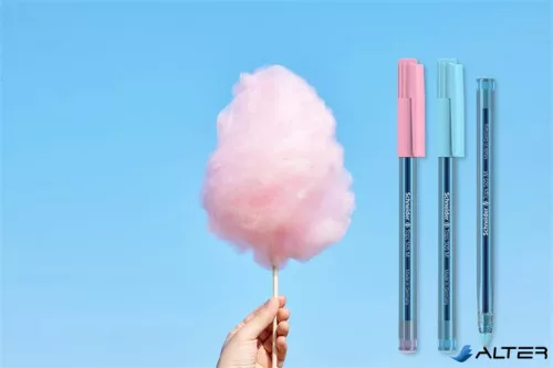 Golyóstoll, 0,5 mm, kupakos, SCHNEIDER "Tops 505 M Bubble Gum" kék, limitált kiadás