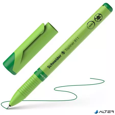 Tűfilc, 0,4 mm, cserélhető betétes, SCHNEIDER "Topliner 911", zöld