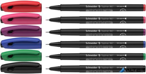 Tűfilc készlet, 0,4 mm, SCHNEIDER "Topliner 967", 6 különböző szín