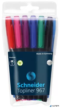 Tűfilc készlet, 0,4 mm, SCHNEIDER "Topliner 967", 6 különböző szín