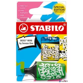   Szövegkiemelő készlet, 2-5 mm, STABILO, 'Boss Mini Snooze One', 3 különböző szín