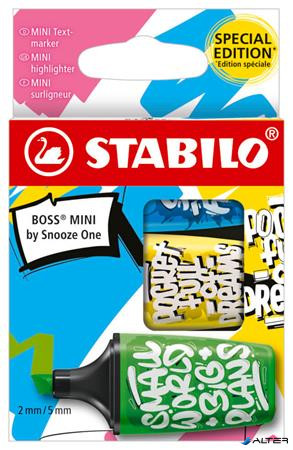 Szövegkiemelő készlet, 2-5 mm, STABILO, 'Boss Mini Snooze One', 3 különböző szín