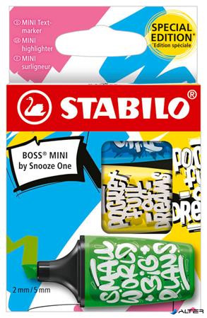 Szövegkiemelő készlet, 2-5 mm, STABILO, "Boss Mini Snooze One", 3 különböző szín