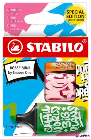 Szövegkiemelő készlet, 2-5 mm, STABILO, 'Boss Mini Snooze One', 3 különböző szín