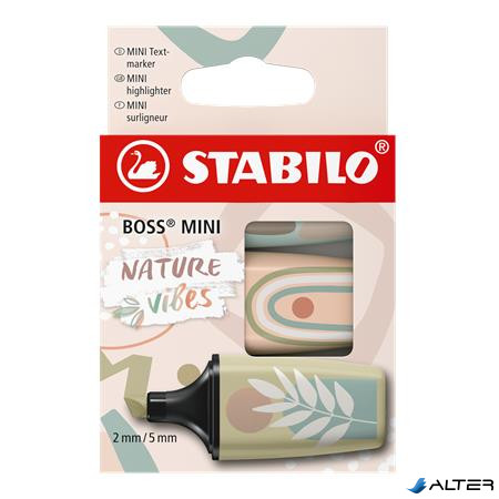 Szövegkiemelő készlet, 1-4 mm, STABILO "Boss Mini Nature vibes", 3 különböző szín