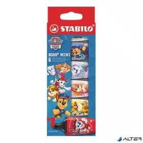   Szövegkiemelő készlet, 2-5 mm, STABILO "Boss Mini", Mancs őrjárat, 6 különböző szín