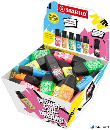 Szövegkiemelő, display, 2-5 mm STABILO "Boss Mini Snooze One", 50 db-os