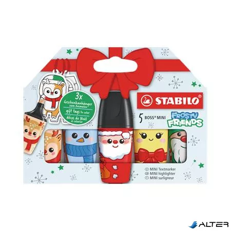 Szövegkiemelő készlet display, 2-5 mm, STABILO "Boss Mini Frosty Friends"