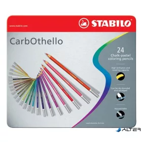   Pasztell ceruza készlet, kerek, fém doboz, STABILO 'CarbOthello', 24 különböző szín
