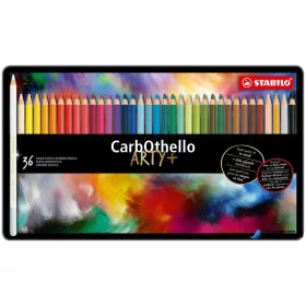   Pasztell ceruza készlet, kerek, fém doboz, STABILO 'CarbOthello', 36 különböző szín