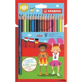   Színes ceruza készlet, hatszögletű, STABILO 'Color', 18 különböző szín
