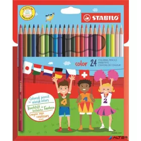  Színes ceruza készlet, hatszögletű, STABILO 'Color', 24 különböző szín
