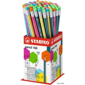   Grafitceruza radírral display, HB, hatszögletű, STABILO 'Pencil 160'