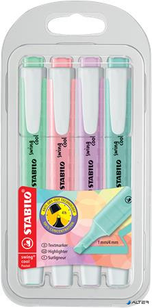 Szövegkiemelő készlet, 1-4 mm, STABILO "Swing Cool Pastel", 4 különböző szín