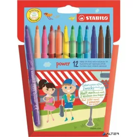   Filctoll készlet, 2 mm, STABILO "Power", 12 különböző szín