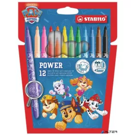   Filctoll készlet, vastag, 2 mm, STABILO "Power", Mancs őrjárat, 12 különböző szín